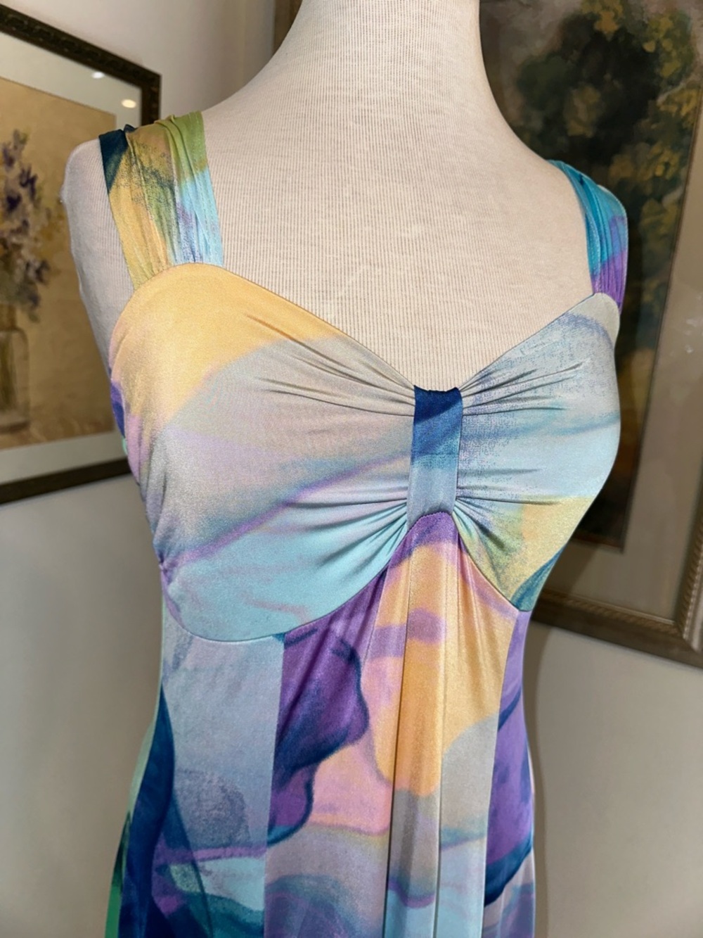 Pretty Woman Multicolor Watercolor Midi Dress Size Medium - Picture 4 of 12